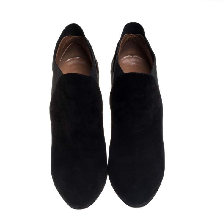 Pre Owned Alaia Black Suede Slip On  Ankle Boots Size 40