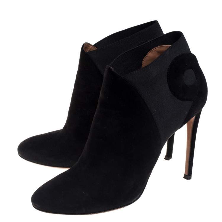 Pre Owned Alaia Black Suede Slip On  Ankle Boots Size 40