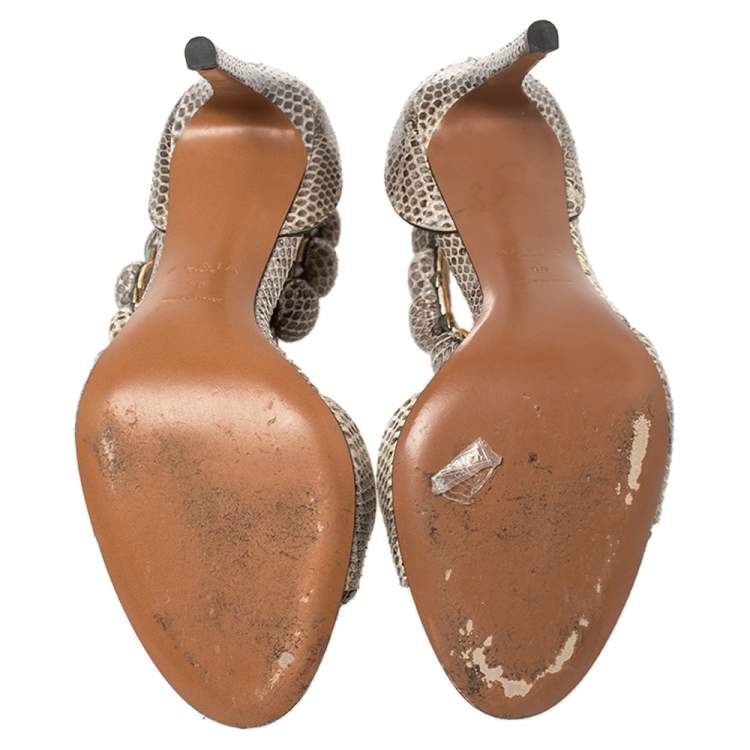 Pre Owned Alaia Multicolor Python Chamois Bombe Ankle Cuff Sandals Size 38