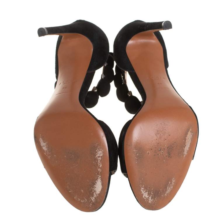 مملوكة مسبقًا Alaïa Black Suede Bombe Sandals Size 38