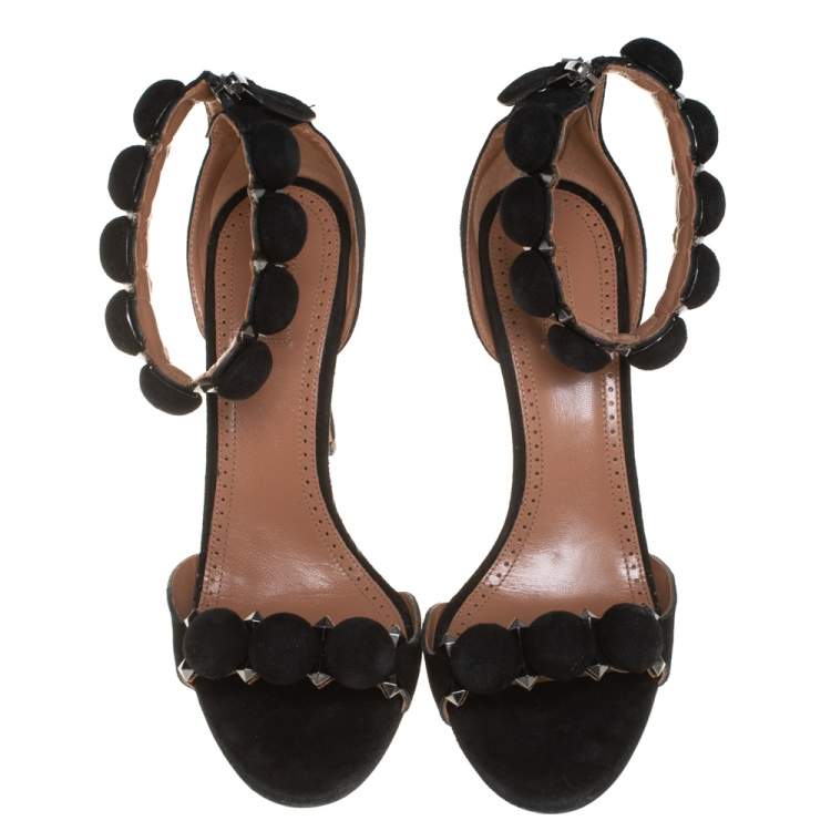 مملوكة مسبقًا Alaïa Black Suede Bombe Sandals Size 38