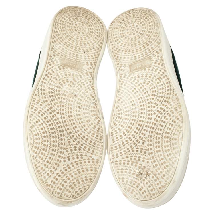 Pre Owned Alaia Green Velvet Laser Cut Lace Up Sneaker Size 36