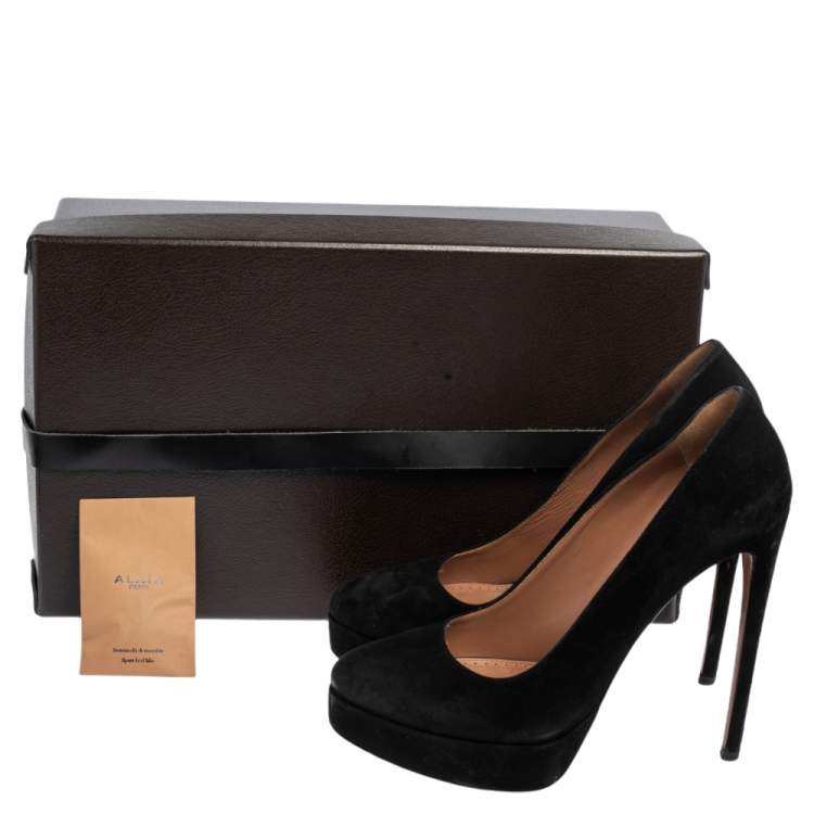 Pre Owned Alaia Black Suede Platform Pumps Size 38.5