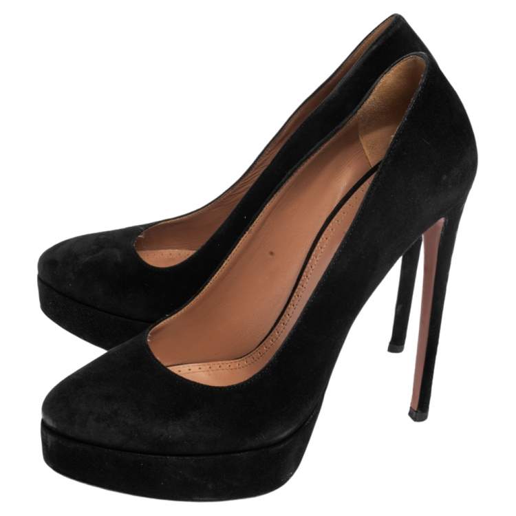 Pre Owned Alaia Black Suede Platform Pumps Size 38.5
