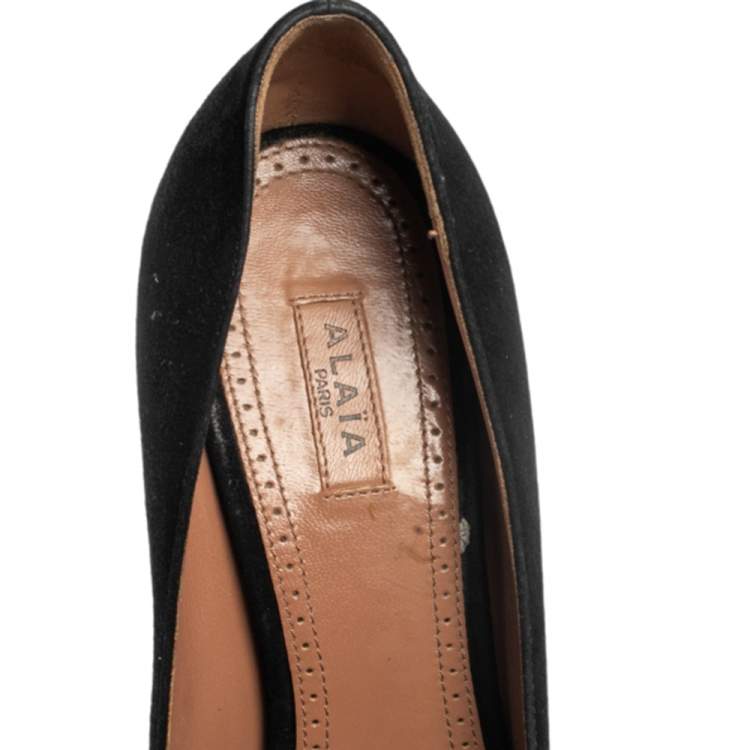 Pre Owned Alaia Black Suede Platform Pumps Size 38.5