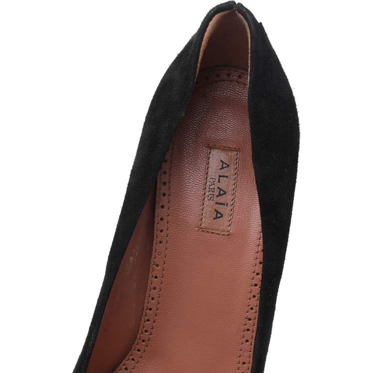 Pre Owned Alaia Black/White Suede And Zebra Print Calf Hair Bow Pumps Size 36