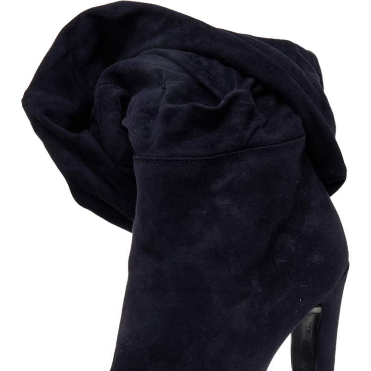 Pre Owned Alaia Navy Blue Suede Ankle Length Boots Size 38