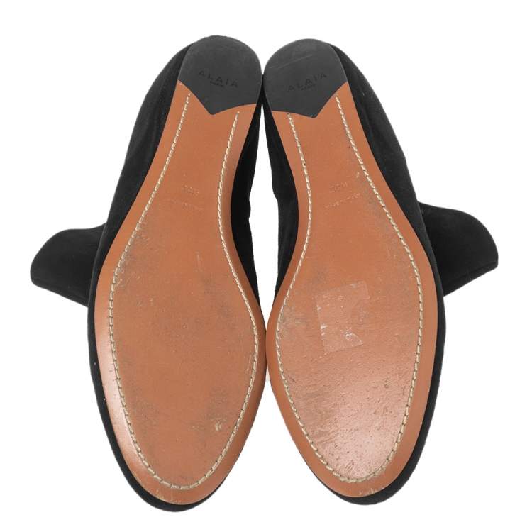 Pre Owned Alaia  Black Suede Mariah Ankle Boots Size 39.5