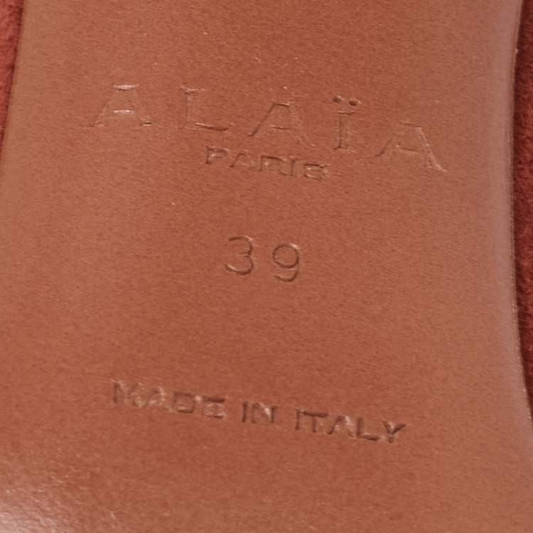 Pre Owned Alaia Brick Brown Suede Cut-Out Peep-Toe Ankle-Tie Sandals Size 39