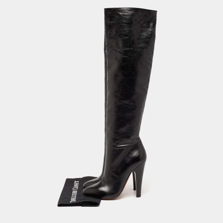 مملوكة مسبقًا Alaia Black Leather Over The Knee Length Boots Size 39
