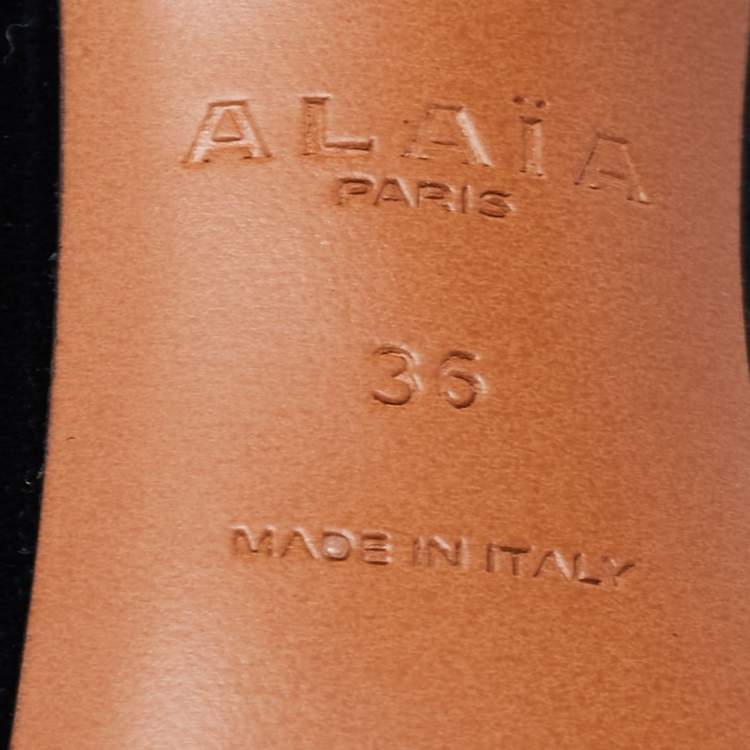 Pre Owned Alaia Green Velvet Bombe Ankle Strap Sandals Size 36