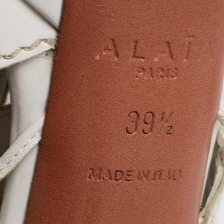 Pre Owned Alaia White Leather Lace Up Platform Sandals Size 39.5