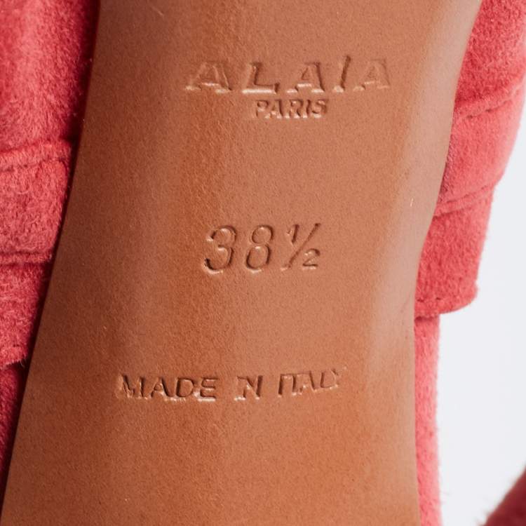 Pre Owned Alaia Pink Suede Cut Out Open Toe Sandals Size 38.5
