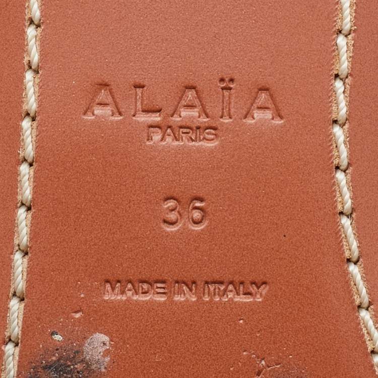 Pre Owned Alaia White Leather Embellished Flat Sandals Size 36