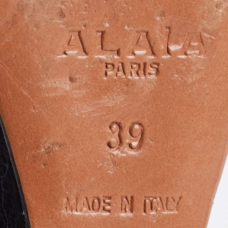 Pre Owned Alaia Brown and Black Suede Wedge Platform Ankle Strap Sandals Size 39