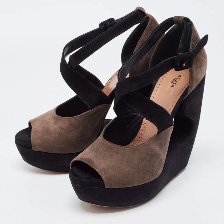 Azzedine alaia sale suede wedge