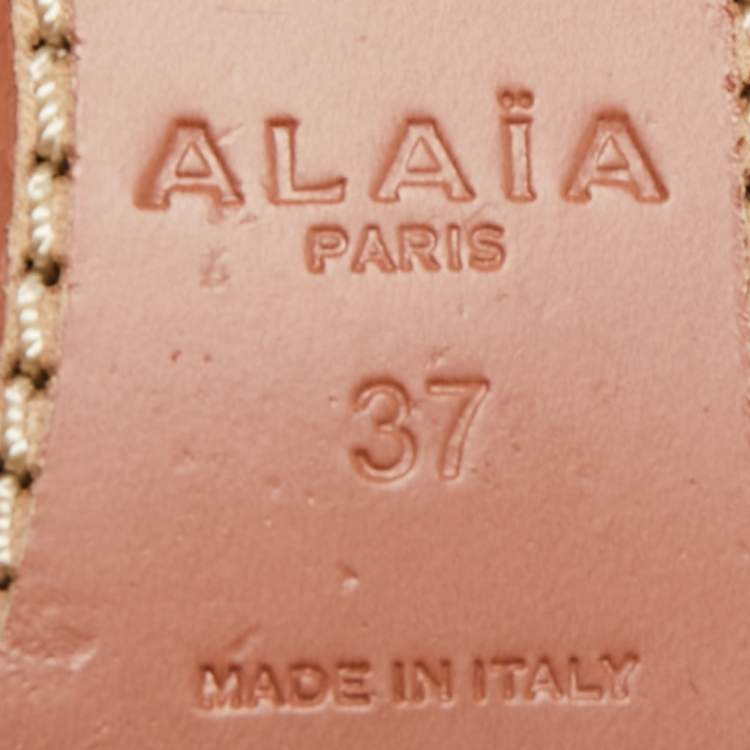 Pre Owned Alaia White Leather Flat Slides Size 37  