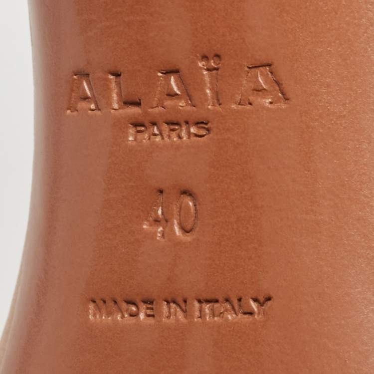 Pre Owned Alaia Beige Leather Bombe Ankle Strap Sandals Size 40