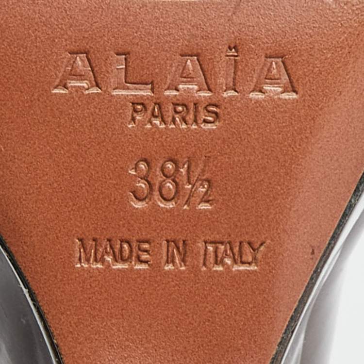 Pre Owned Alaia Brown Patent Leather Wedge Pumps Size 38.5