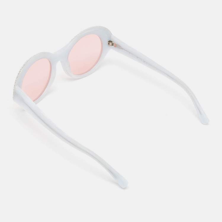 Pre Owned Alain Mikli x Alexandre Vauthier Light Blur/Pink Roselyn Crystals Round Sunglasses