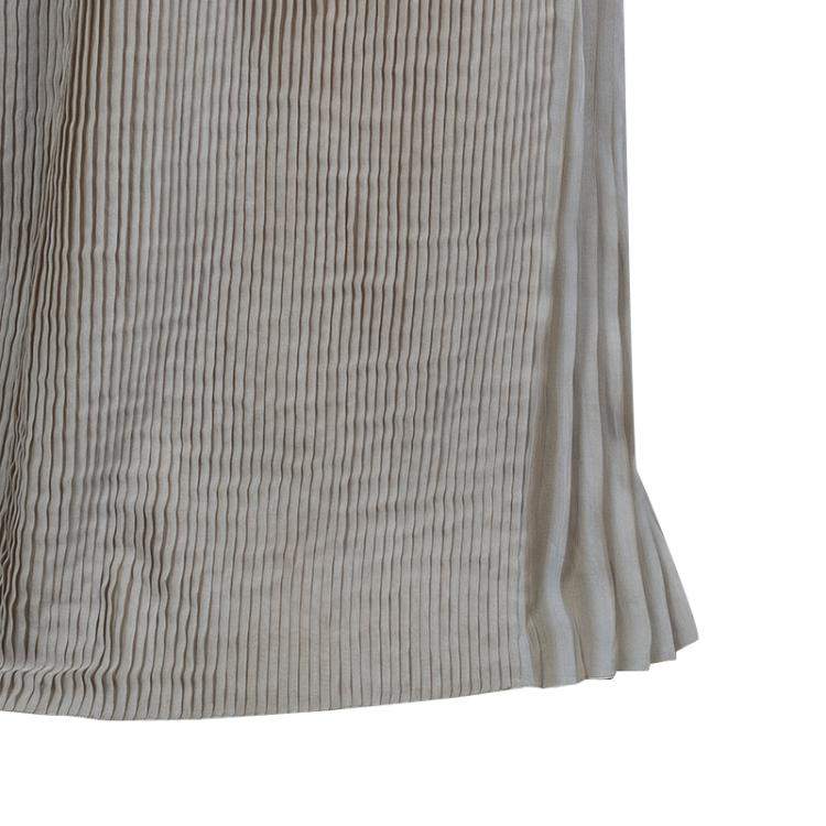Pre Owned Alberta Ferretti Beige Silk Pleated Pintuck Detail Sleeveless Gown M
