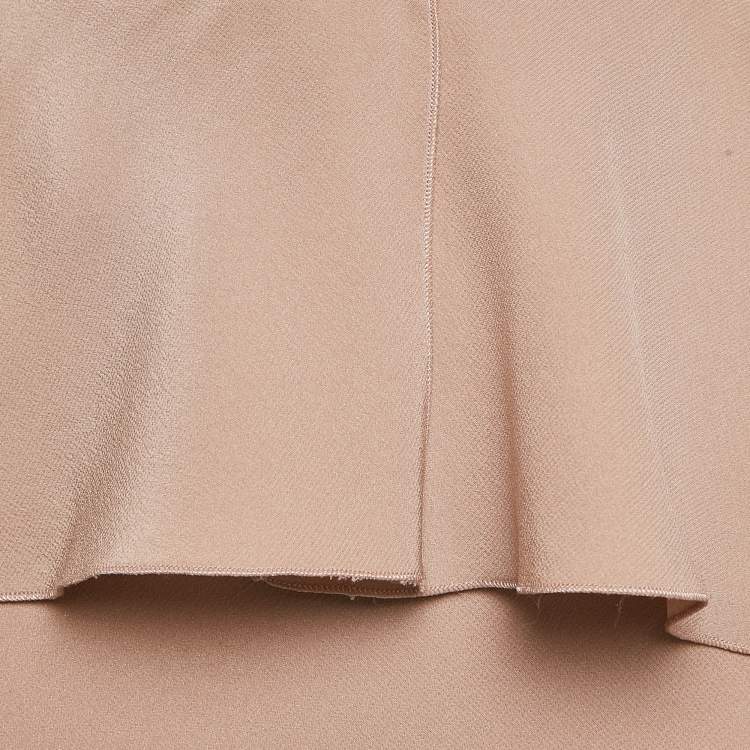 Pre Owned Alberta Ferretti Pink Sateen Silk Ruffled Maxi Skirt M