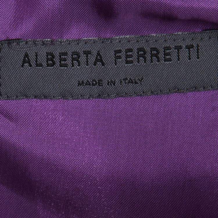 Pre Owned Alberta Ferretti Purple Silk Embellished Sleeveless Dress M
