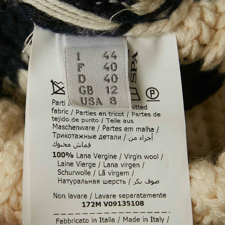 Pre Owned Alberta Ferretti Blue/White Rib Knit Buttoned Cold-Shoulder Sweater M