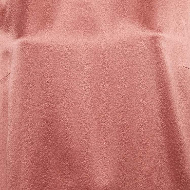 Pre Owned Alberta Ferretti Onion Pink Silk Satin & Chiffon Tie Detail Top L
