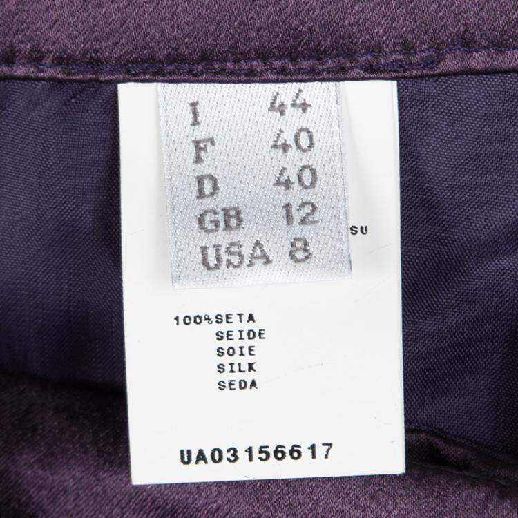 Pre Owned Alberta Ferretti Purple Silk Satin Wide Leg Trousers M 