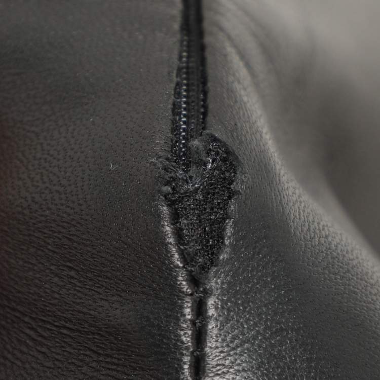 Pre Owned Alberta Ferretti Black Leather Midi Dress M