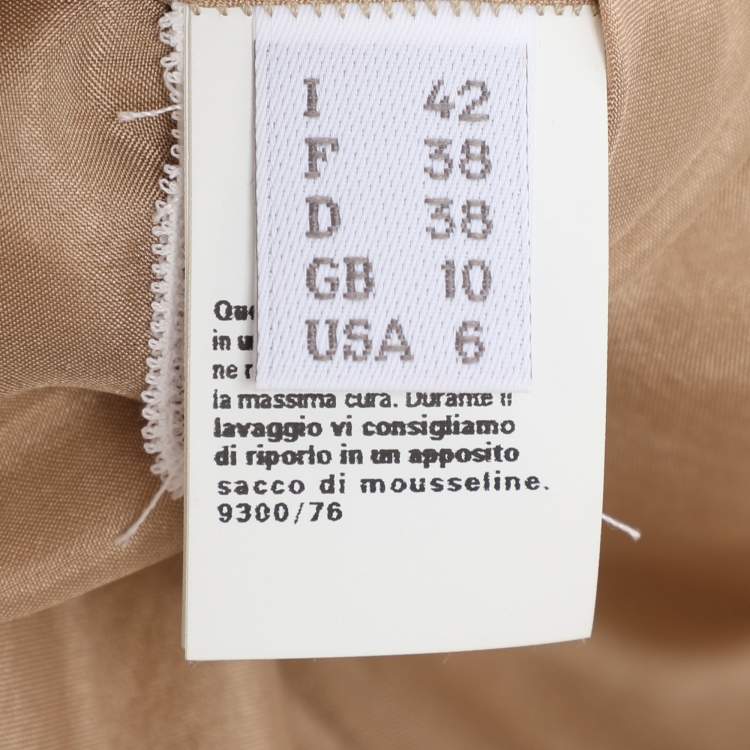 Pre Owned Alberta Ferreti Beige Chiffon Braided Crystal Embellishment Halter Neck Top M