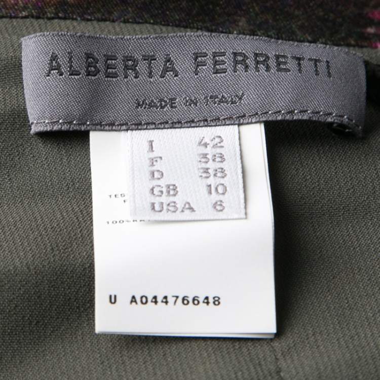 Pre Owned Alberta Ferretti Multicolor Printed Draped Sleeveless Dress M