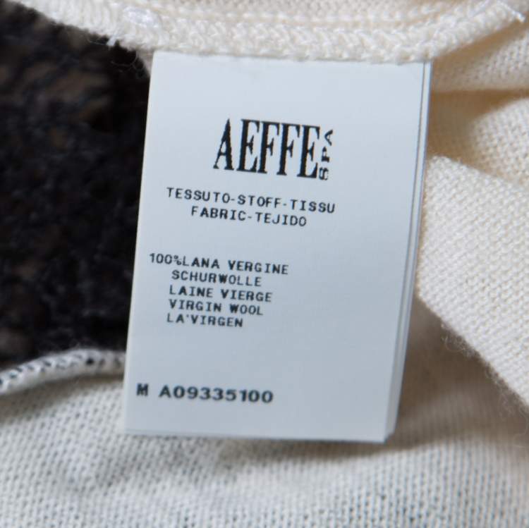 Pre Owned Alberta Ferretti Cream Wool Contrast Cutout Lace Insert Long Sleeve Sweater M