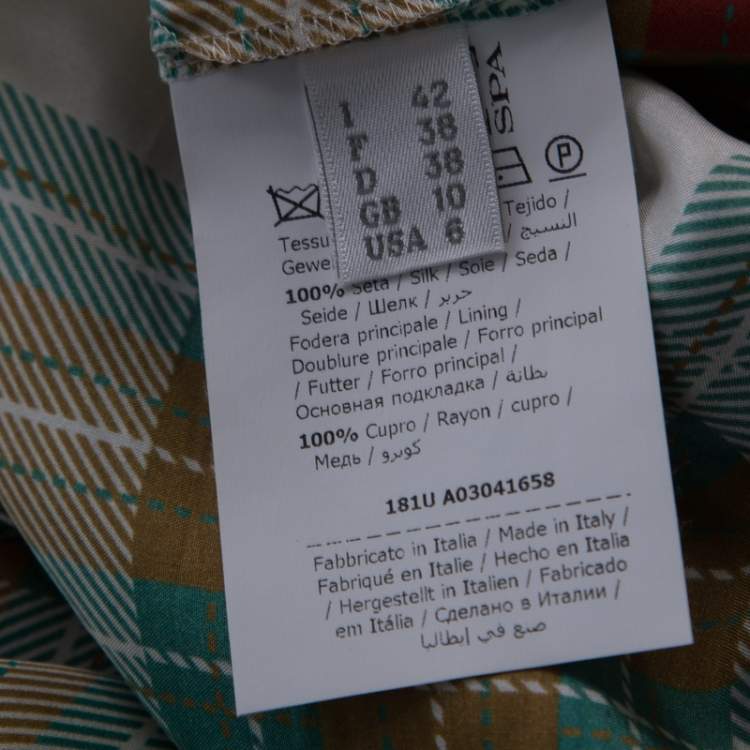 Pre Owned Alberta Ferretti Multicolor Plaid Silk High Waist Trousers M