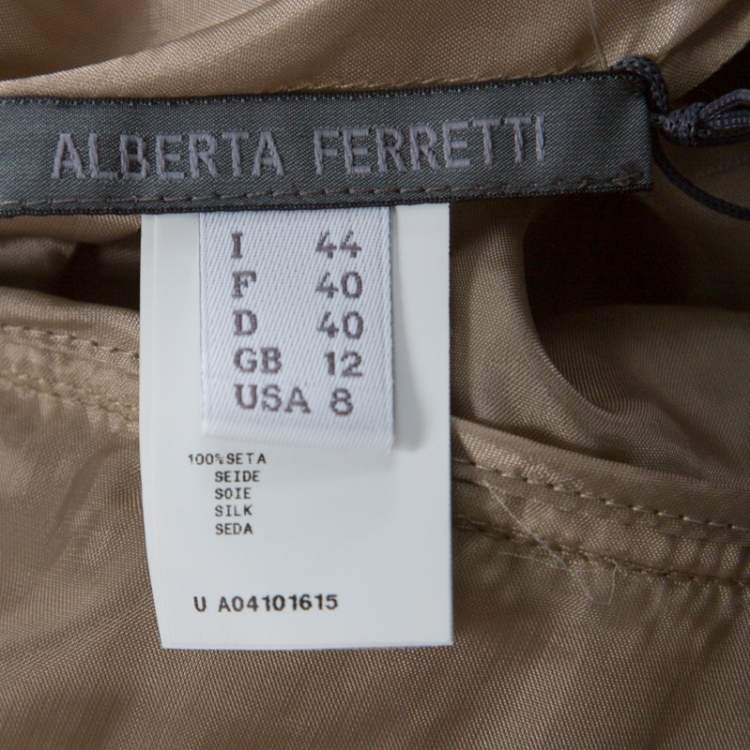 Pre Owned Alberta Ferretti Colorblock Striped Silk Pleated Sleeveless Dress M