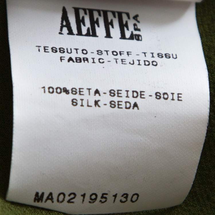 Pre Owned Alberta Ferretti Olive Green Silk Pleated Sleeve Detail Button Front Blouse M 