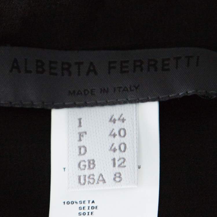 Pre Owned Alberta Ferretti Black Silk Waist Tie Detail Maxi Skirt M