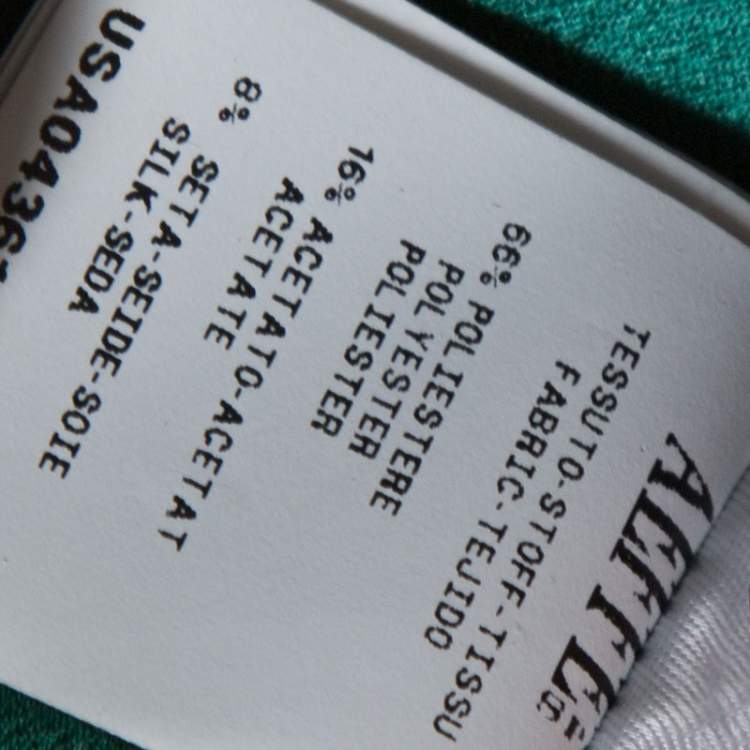 Pre Owned Alberta Ferretti Green Lurex Jacquard Fringed Detail Gown M