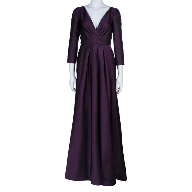 Pre Owned Alberta Ferretti Limited Edition Purple Silk Gown S