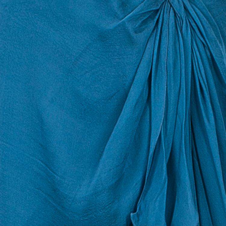Pre Owned Alberta Ferretti Blue Silk Chiffon Maxi Skirt M