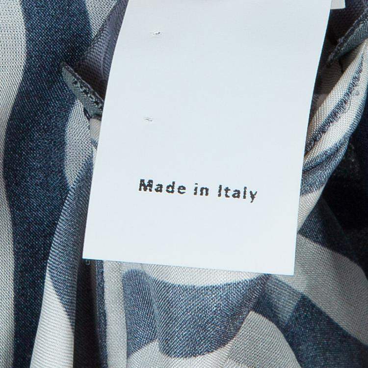 Pre Owned Alberta Ferretti Multicolor Print Sheer Sleeve Silk Blouse M