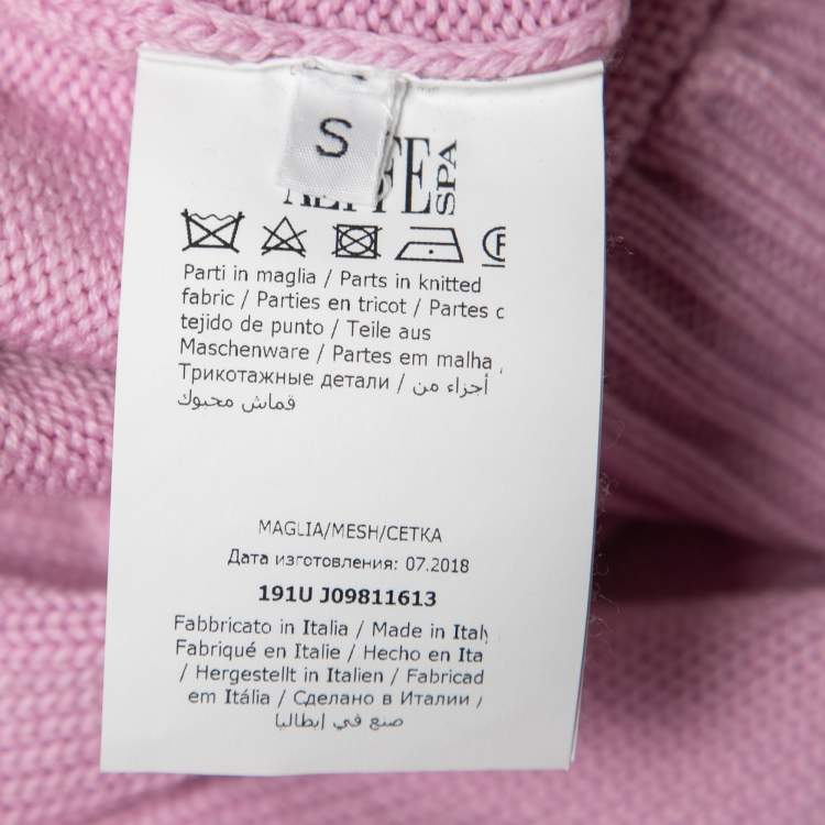 Pre Owned Alberta Ferretti Purple Patterned Wool Crew Neck Sweater S
