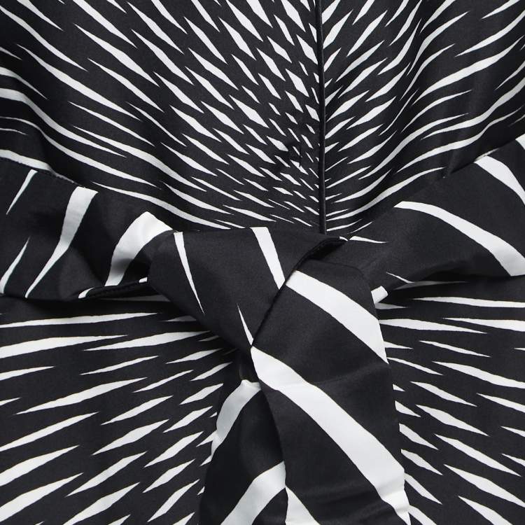 Pre Owned Alberta Ferretti Black/White Abstract Printed Silk Shirt M