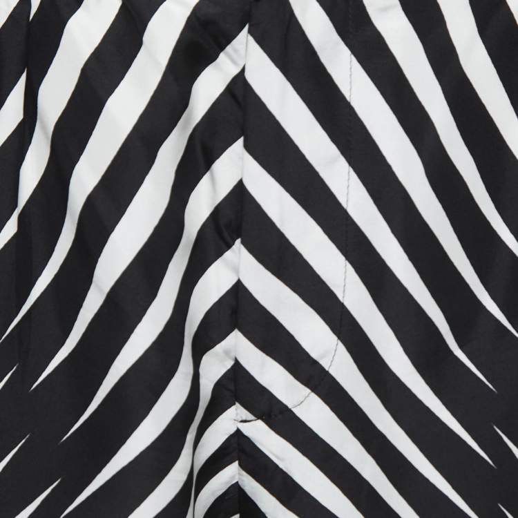 Pre Owned Alberta Ferretti Black/White Abstract Printed Silk Trousers M