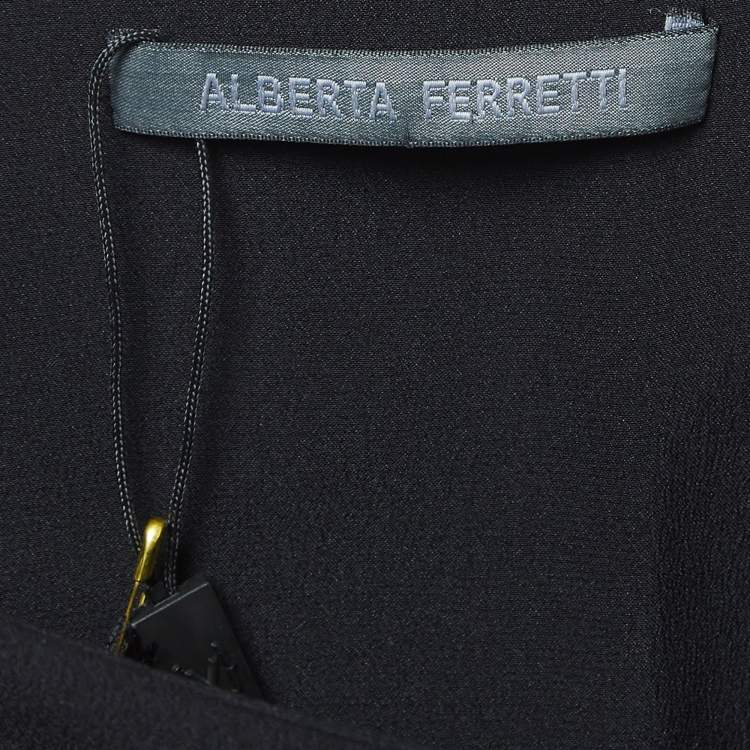 Pre Owned Alberta Ferretti Black Silk Draped Detail Pencil Skirt S