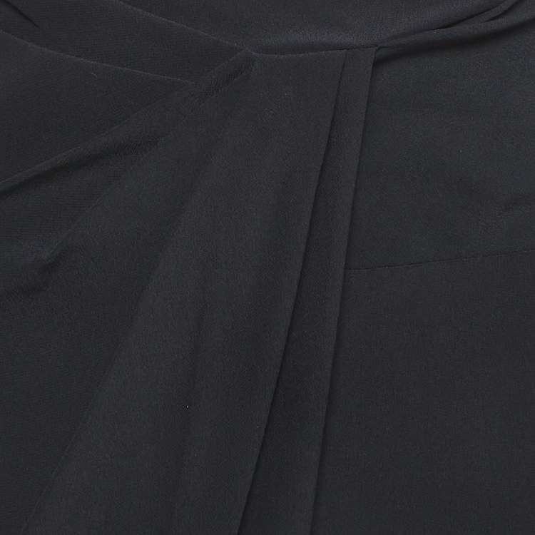 Pre Owned Alberta Ferretti Black Silk Draped Detail Pencil Skirt S