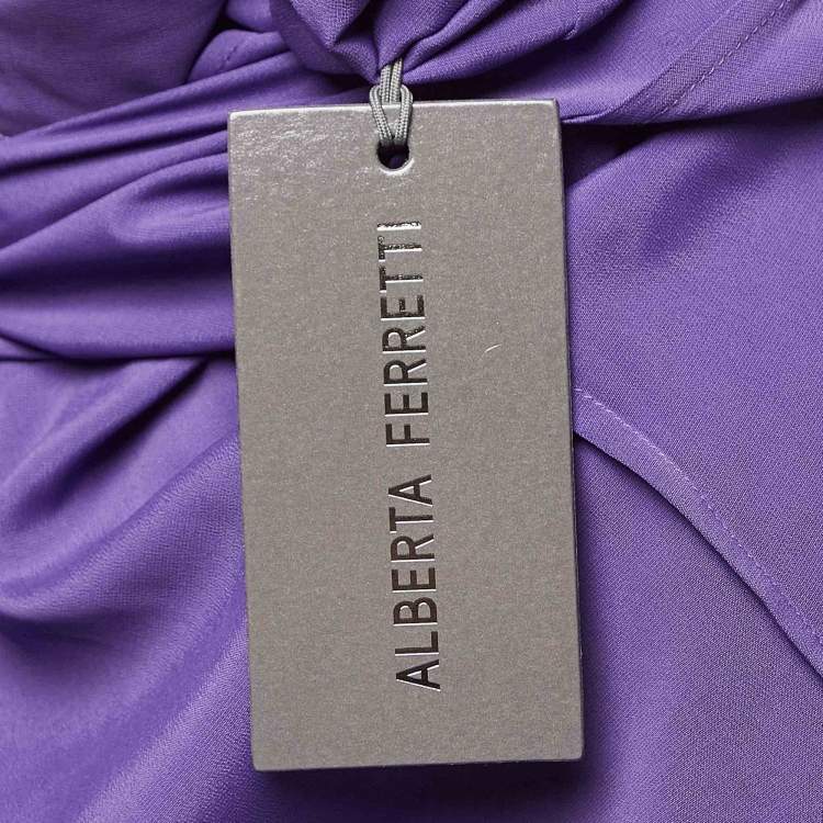 Pre Owned Alberta Ferretti Purple Patterned Lace Maxi Dress S