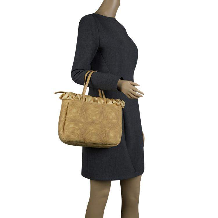 Pre Owned Alberta Ferretti Beige Net and Satin Tote