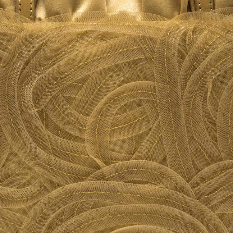 Pre Owned Alberta Ferretti Beige Net and Satin Tote